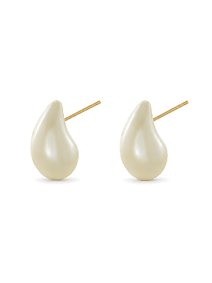Brinco pérola gota pequena folheado a ouro 18k