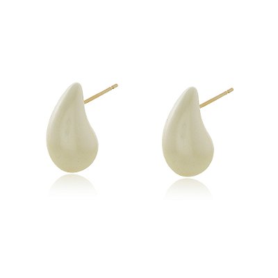 BRINCO PÉROLA GOTA MÉDIA FOLHEADO A OURO 18K