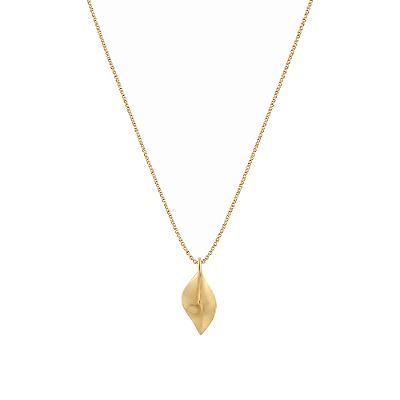 Gargantilha folha lisa folheada a ouro 18k