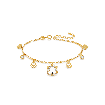 Pulseira cachorrinho folheada a ouro 18k 17cm