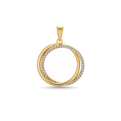 Pingente círculo com zircônias folheado a ouro 18k