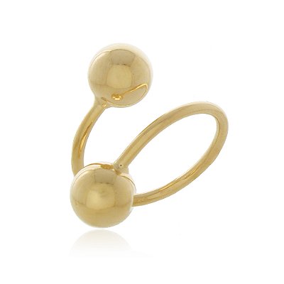 ANEL REGULÁVEL BOLAS 8MM FOLHEADO A OURO 18K