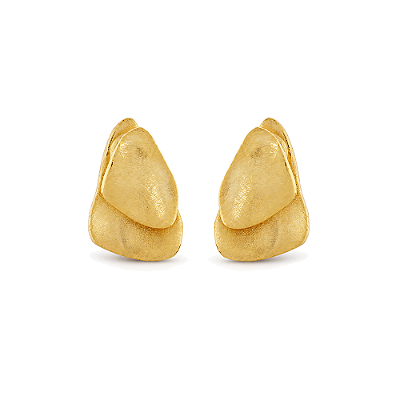 Brinco folha de encaixe folheado a ouro 18k