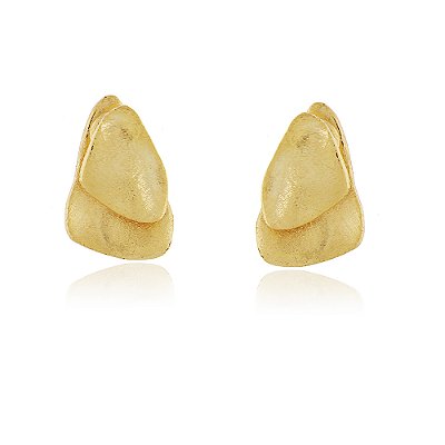 BRINCO FOLHA DE ENCAIXE DUPLO FOLHEADO A OURO 18K