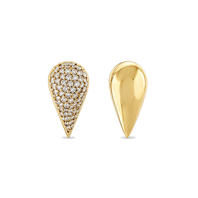 Brinco gota lisa e gota com zircônias folheado a ouro 18k
