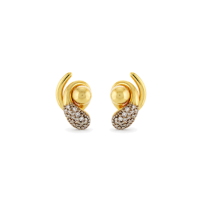 Brinco cravejado com zircônias folheado a ouro 18k