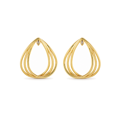 Brinco gota 3 fios folheado a ouro 18k