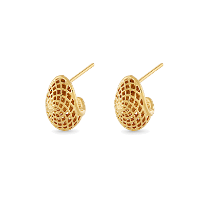 Brinco gota telado folheado a ouro 18k