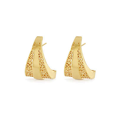 Brinco trabalhado folheado a ouro 18k
