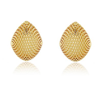 BRINCO TELA FOLHEADO A OURO 18K
