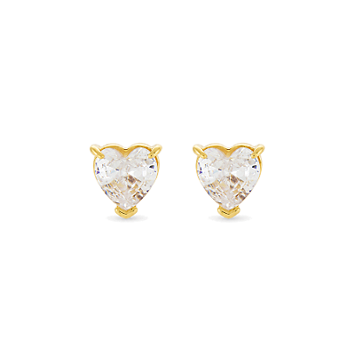 Brinco coração zircônia folheado a ouro 18k