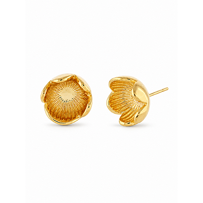 Brinco flor médio folheado a ouro 18k
