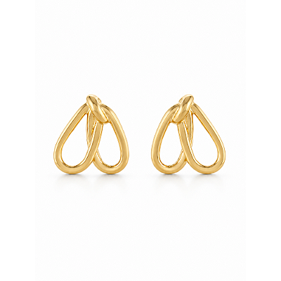 Brinco duas pétalas folheado a ouro 18k