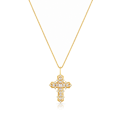 Gargantilha cruz com zircônias folheada a ouro 18k