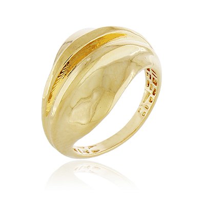 ANEL ONDULADO FOLHEADO A OURO 18K