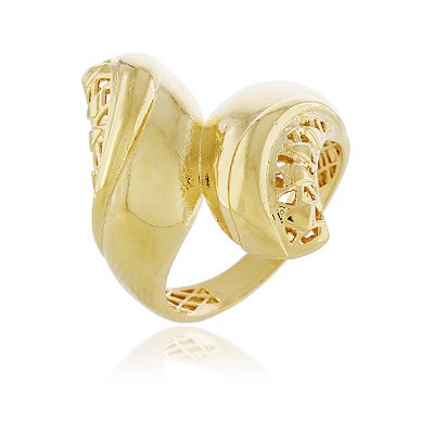 ANEL TRABALHADO FOLHEADO A OURO 18K