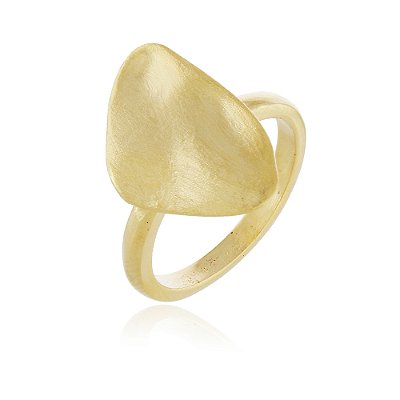 ANEL FOLHEADO JATEADO FOSCO FOLHEADO A OURO 18K