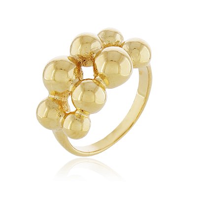 ANEL DUAS FILEIRAS COM BOLAS FOLHEADO A OURO 18K