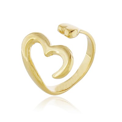 ANEL CORAÇÃO DEDINHO REGULÁVELFOLHEADO A OURO 18K