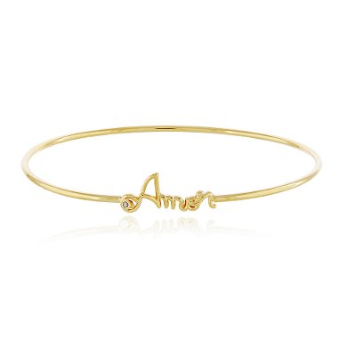 BRACELETE FINO COM NOME AMOR FOLHEADO A OURO 18K