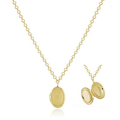 GARGANTILHA RELICÁRIO FOLHEADO A OURO 18K