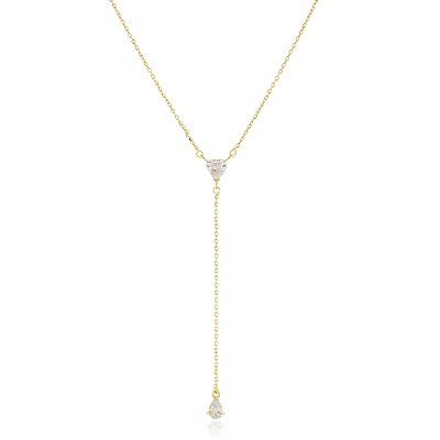 GARGANTILHA GRAVATA COM ZIRCONIA FOLHEADO A OURO 18K