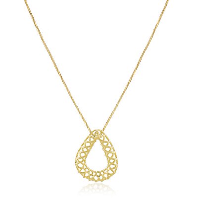 GARGANTILHA VENEZIANA GOTA OVAL FOLHEADO A OURO 18K