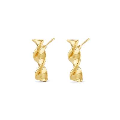 Brinco torcido liso folheado a ouro 18k