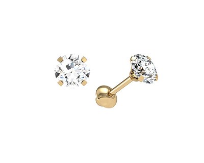 BRINCO INFANTIL OURO 18K COM ZIRCÔNIA 4mm AU29/1/60
