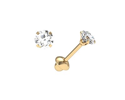 BRINCO INFANTIL OURO 18K COM ZIRCÔNIA 3,5mm AU29/1/50