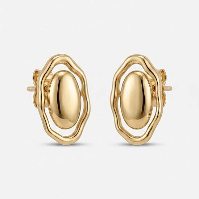 Brinco orgânico folheado a ouro 18k