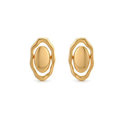 Brinco orgânico folheado a ouro 18k