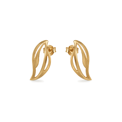 Brinco folha folheado a ouro 18k