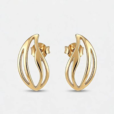 Brinco folha folheado a ouro 18k
