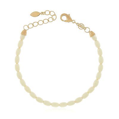 Pulseira pérola sintética folheada a ouro 18k 18cm