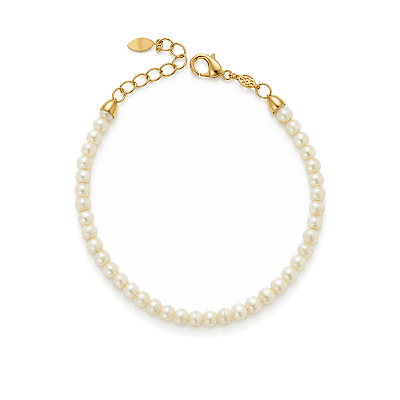 Pulseira pérola folheada a ouro 18k
