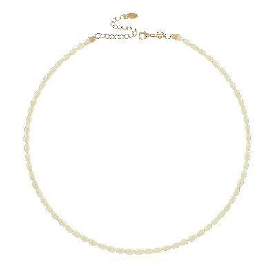 Colar pérola arroz sintética folheada a ouro 18k