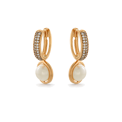 Argola com pérola folheada a ouro 18k
