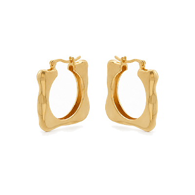 Argola quadrada folheada a ouro 18k
