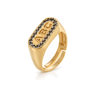 Anel ABC com zircônias folheado a ouro 18k Tamanho 06