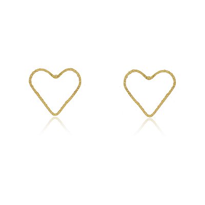 BRINCO CORAÇÃO VAZADO FOLHEADO A OURO 18K