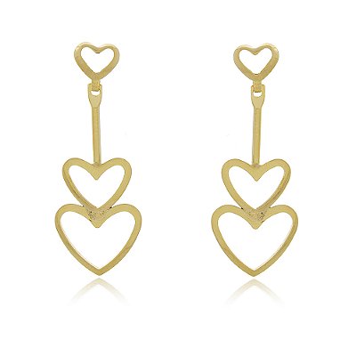 BRINCO PENDURADO CORAÇÃO FOLHEADO A OURO 18K