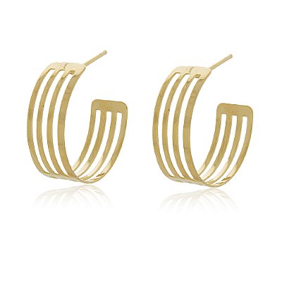 ARGOLA VAZADA TRABALHADA FOLHEADO A OURO 18K