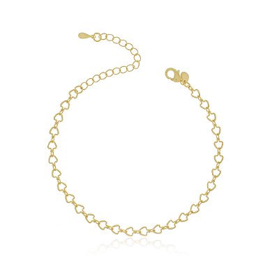 PULSEIRA TRABALHADA VAZADA FOLHEADA A OURO 18K ADULTO 17cm