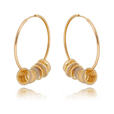 Argola com círculos folheada a ouro 18k