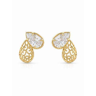 Brinco gotas com zircônia folheado a ouro 18k