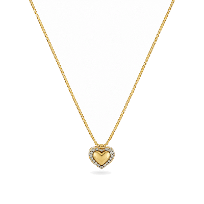 Gargantilha coração com zircônias folheada a ouro 18k
