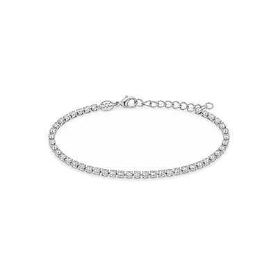 Pulseira folheada a Ródio com zircônias 18cm