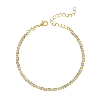 PULSEIRA FOLHEADA A OURO 18K RIVIERA QUADRADO ZIRCÔNIA