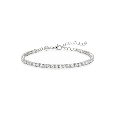 Pulseira folheada a Ródio com zircônias 18cm